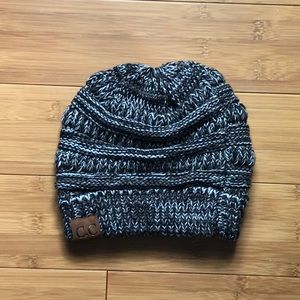Grey and white beanie
